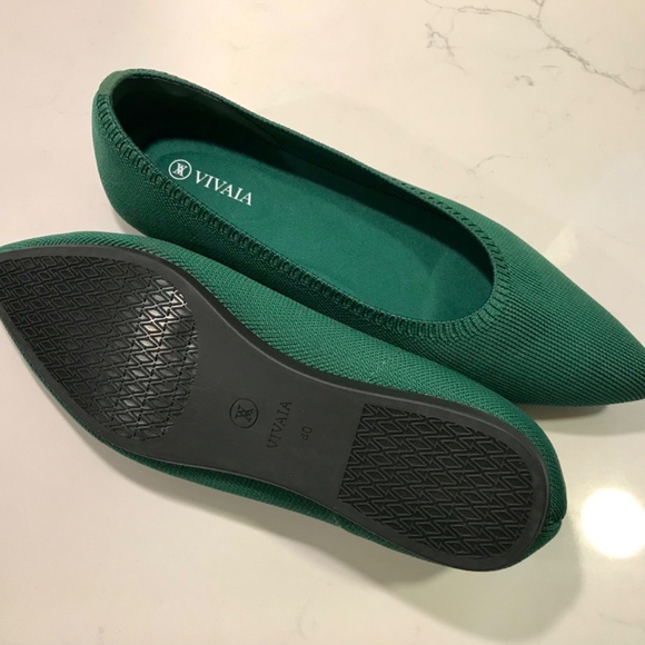 VIVAIA “ARIA 5” POINTED-TOE BALLET FLAT FOREST GREEN SIZE EU40 NWOT - Picture 5 of 8